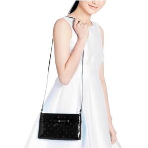Kate Spade Camellia Street Amy Black Patent Polka Dot Bow Crossbody Bag